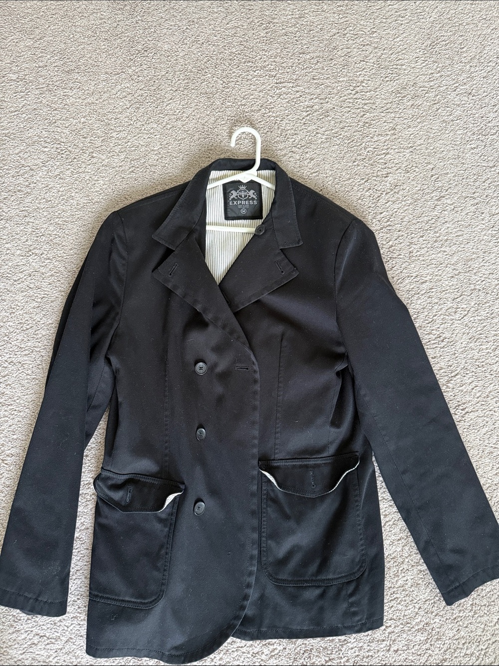 Express Men’s Black Double-Breasted Blazer Jacket